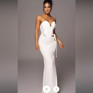 Jlux Label WHITE DESTINATION LINEN SKIRT SET